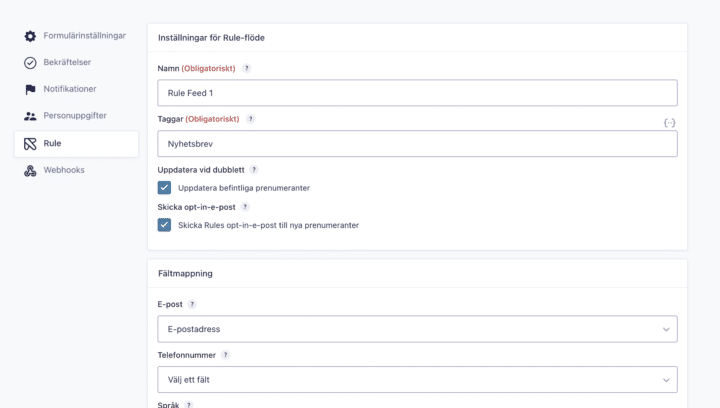 Integration av Rule i Gravity Forms