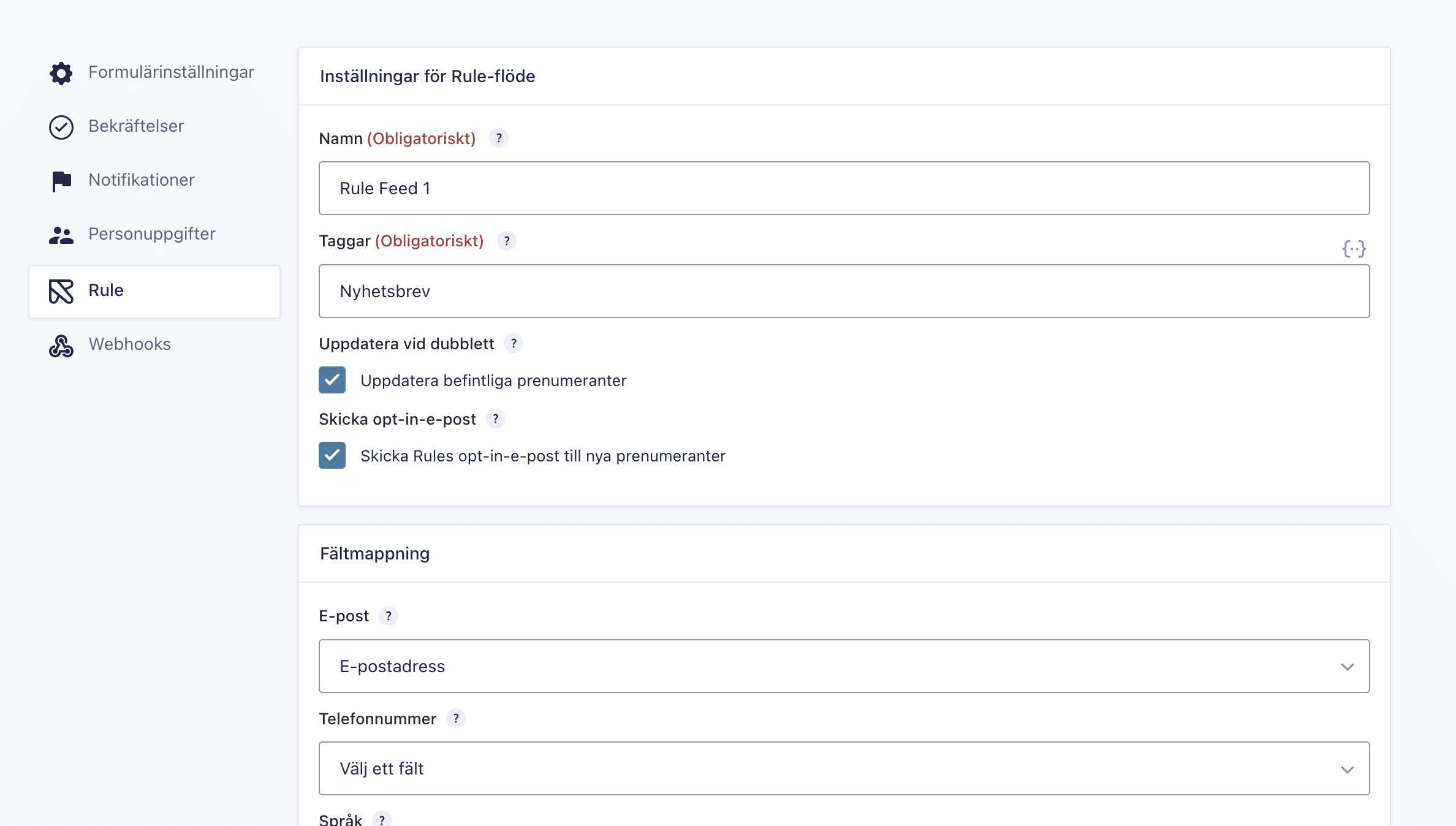 Integration av Rule i Gravity Forms